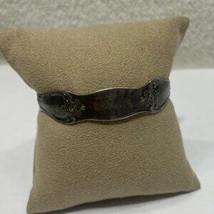 Vintage Sterling Silver A Rogers Spoon Cuff Bracelet